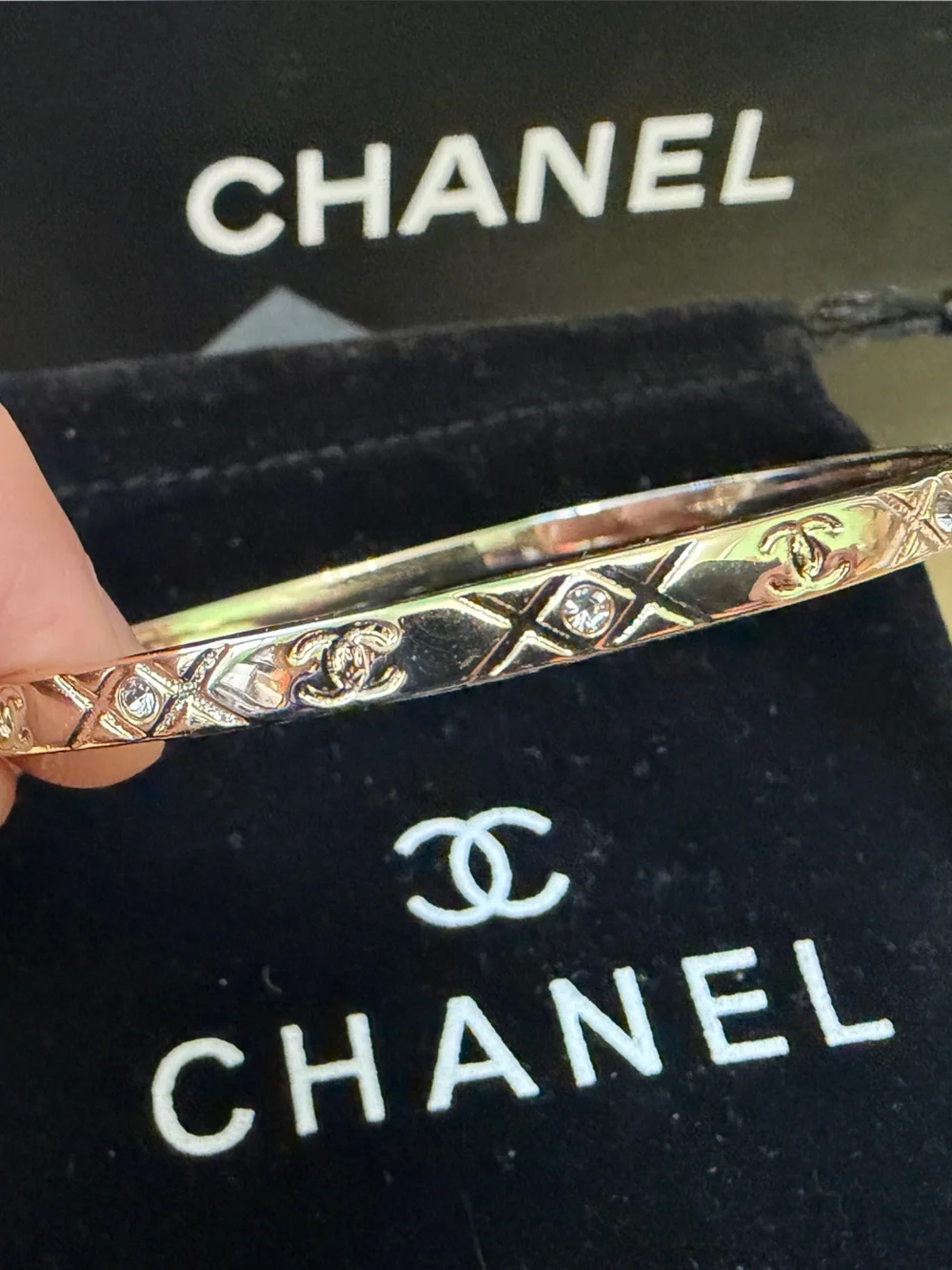 Chanel Gold tone Bangle Bracelet